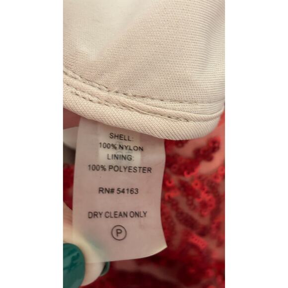 Calvin Klein Short Sleeve Sequin Sheath Cocktail Dress Womens Size 6 Red - Picture 9 of 9